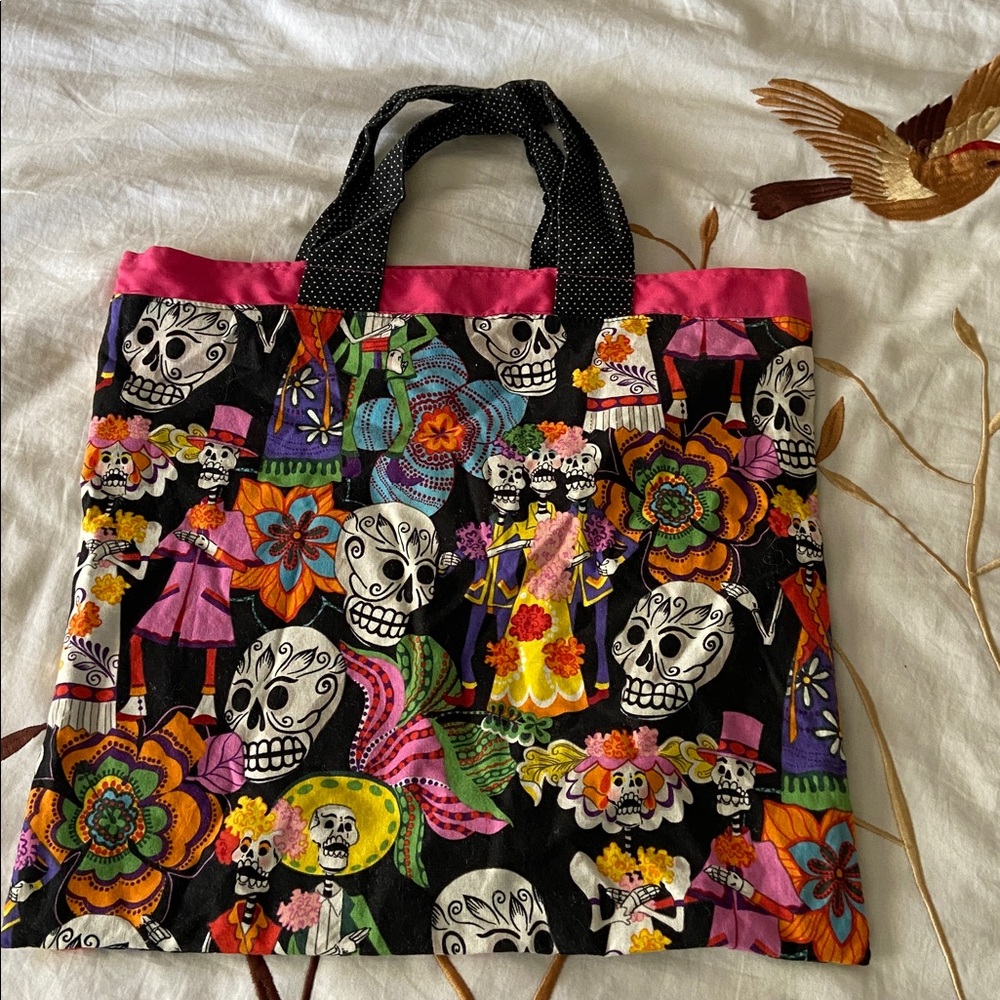Day of the Dead Dia de los Muertos Tote Bag Purse Handmade Good Condition